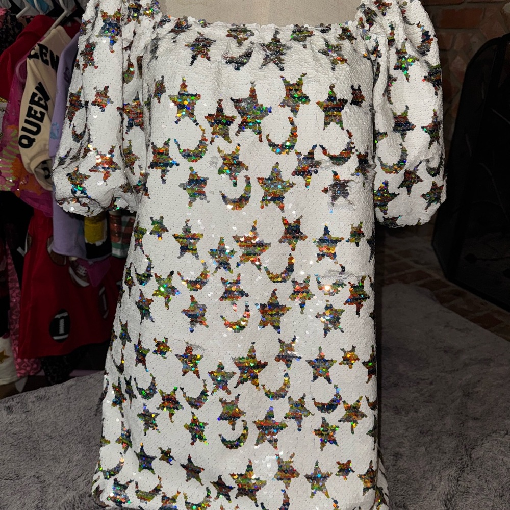 Buddy Love White Sequin Star Mini Dress